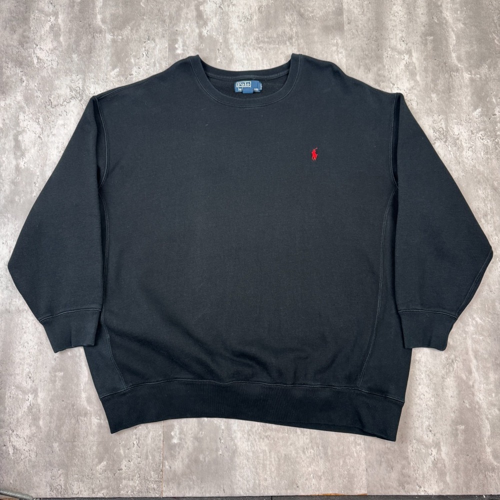 Polo Ralph Lauren Sweatshirt Mens Big 3XB Black Crewneck Fleece Pullover